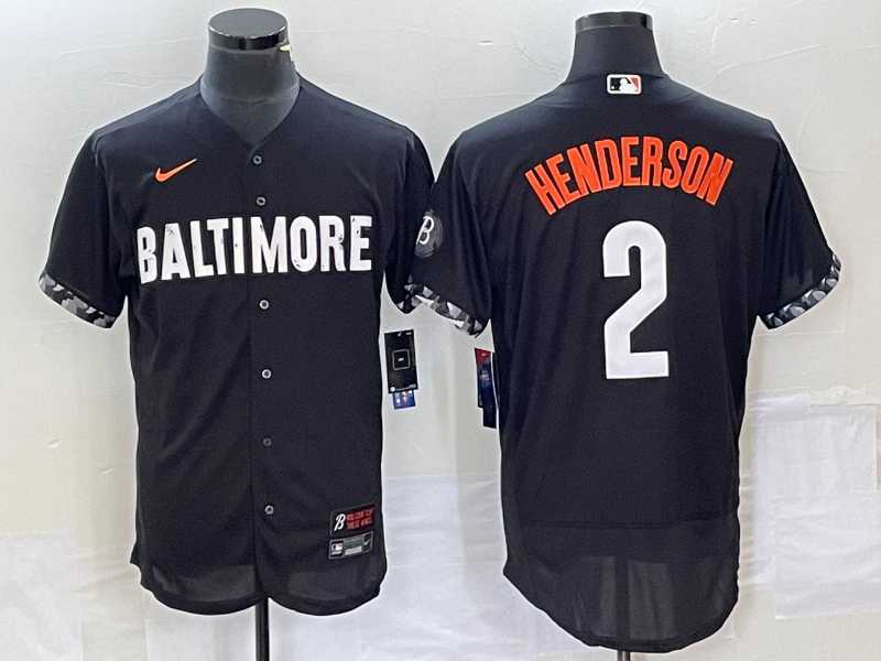 Men%27s Baltimore Orioles #2 Gunnar Henderson Black 2023 City Connect Flex Base Stitched Jersey